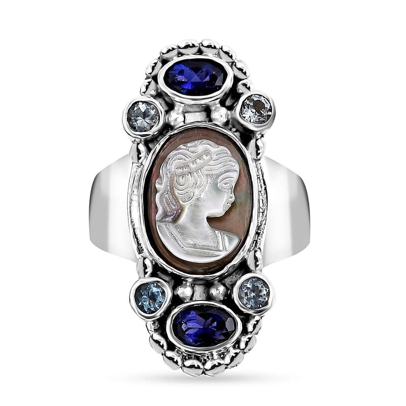 Sajen Silver Pink Cameo, Multi Gemstone Ring in Sterling Silver 4.50 ctw (Size 5.0)