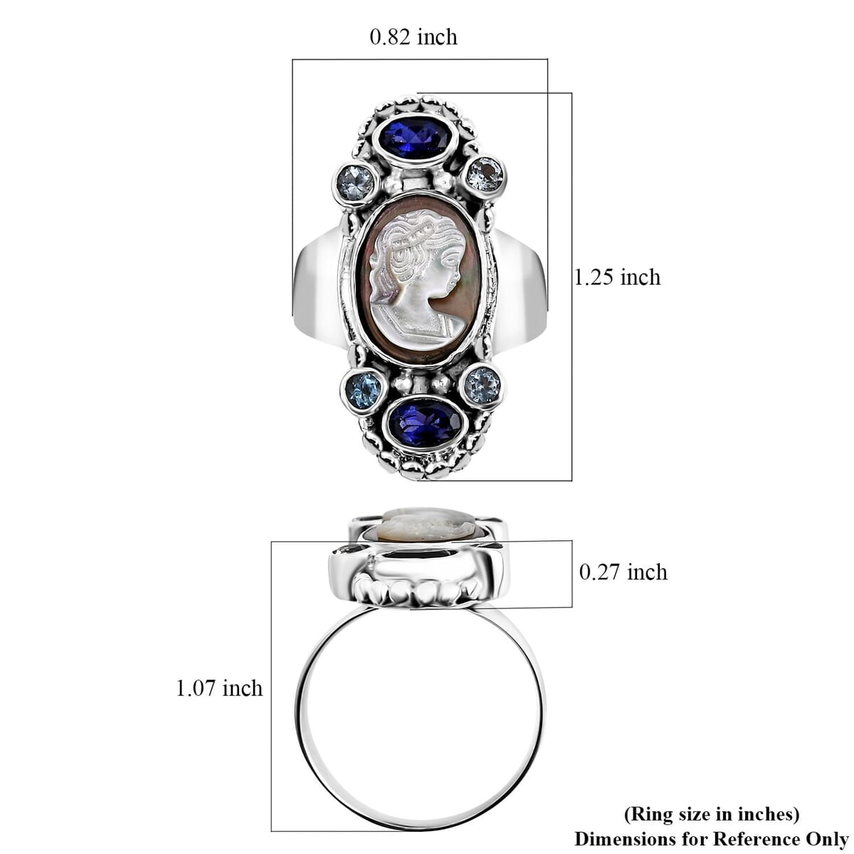 Sajen Silver Pink Cameo and Multi Gemstone 1.35 ctw Ring in Sterling Silver (Size 9.0) image number 5