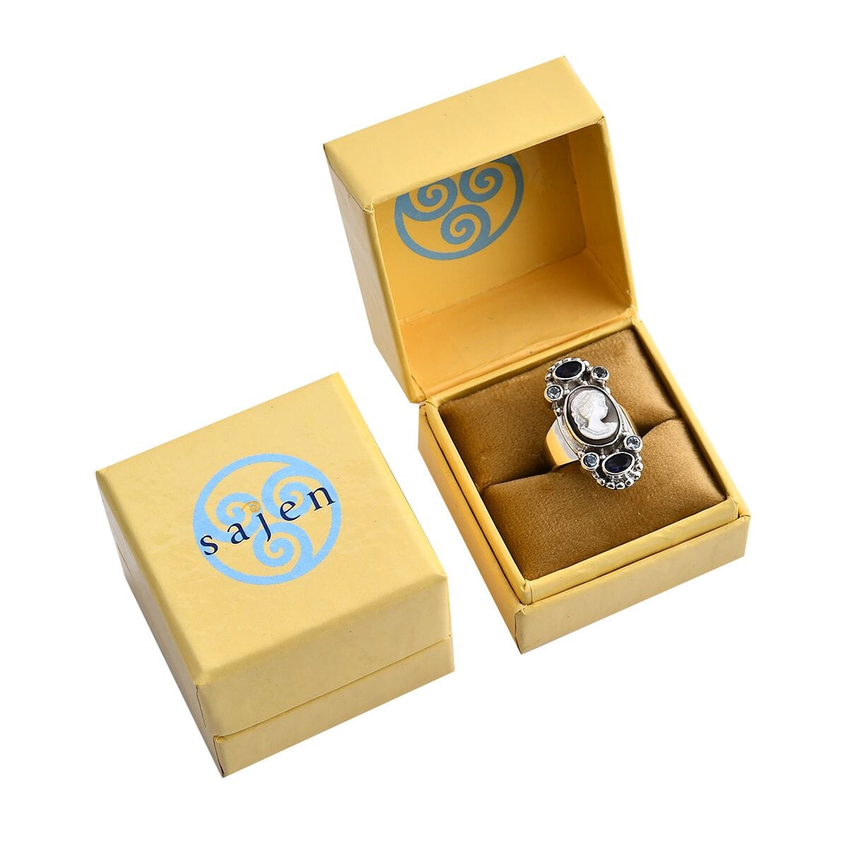 Sajen Silver Pink Cameo and Multi Gemstone 1.35 ctw Ring in Sterling Silver (Size 9.0) image number 6