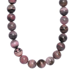 Karis Rhodonite Beaded 497.00 ctw Necklace 18 Inches in Platinum Bond 