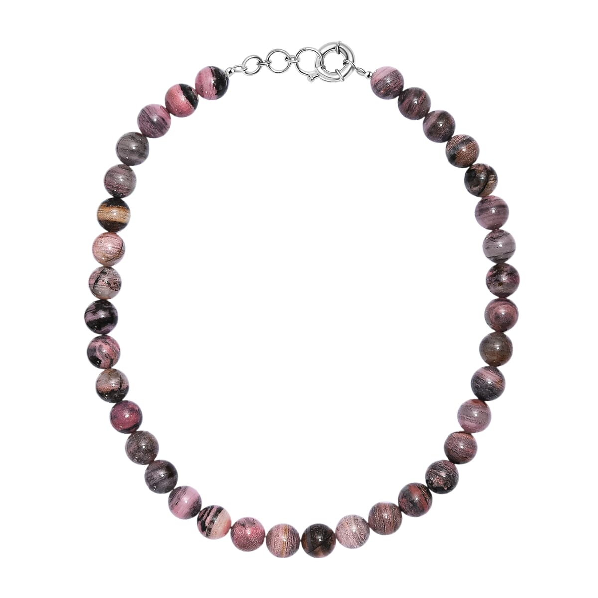 Karis Rhodonite Beaded 497.00 ctw Necklace 18 Inches in Platinum Bond  image number 3