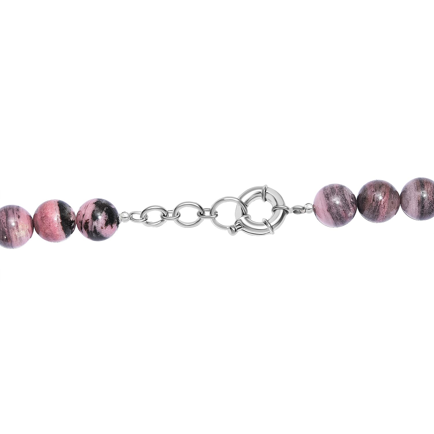 Karis Rhodonite Beaded 497.00 ctw Necklace 18 Inches in Platinum Bond 