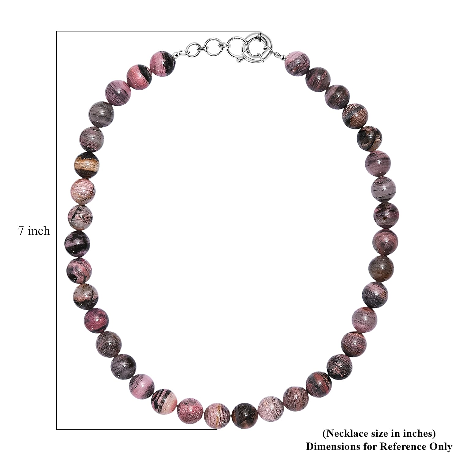 Karis Rhodonite Beaded 497.00 ctw Necklace 18 Inches in Platinum Bond 