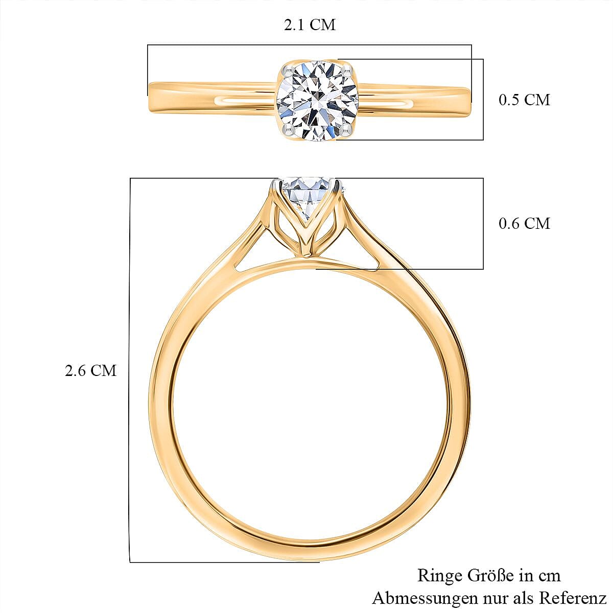 Luxuriant Lab Grown Diamond G-H SI 0.50 ctw Ring in 18K Vermeil Yellow Gold Over Sterling Silver (Size 10.0)