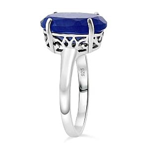 Blue Jade 5.13 ctw Ring in Rhodium Over Sterling Silver (Size 9)