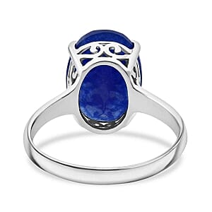 Blue Jade 5.13 ctw Ring in Rhodium Over Sterling Silver (Size 9)