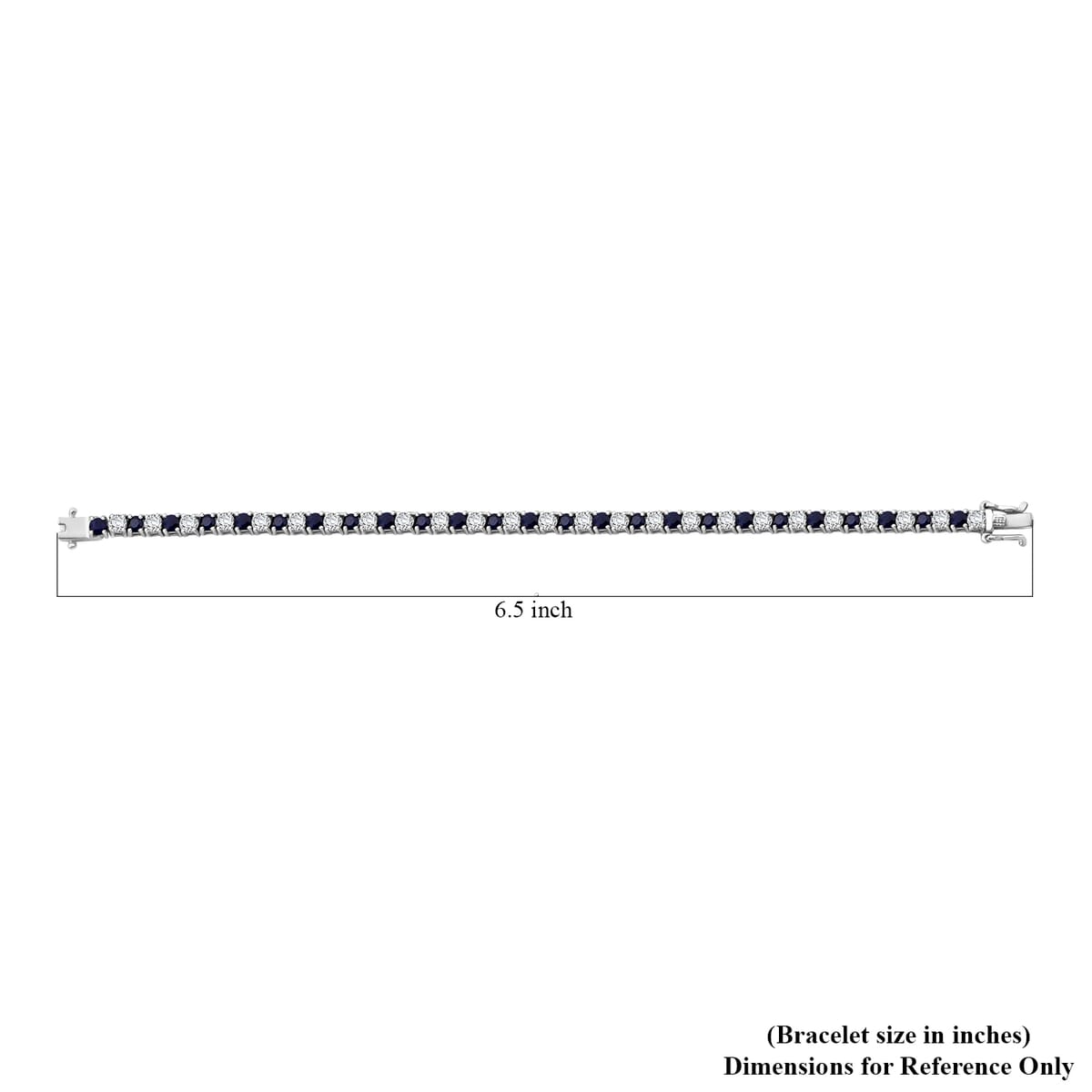 AAA Kanchanaburi Blue Sapphire, Moissanite Bracelet in Rhodium Over Sterling Silver (6.50 In) 6.15 ctw image number 3