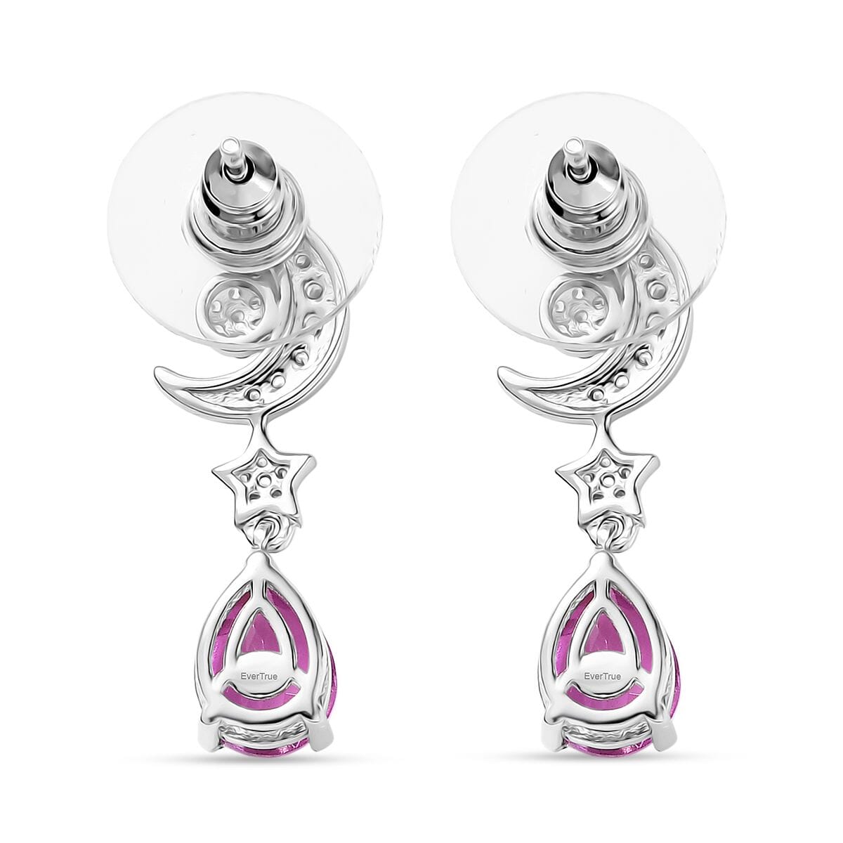 Ever True Patroke Quartz (Triplet) and White Zircon 2.85 ctw Dangling Earrings in Platinum Bond image number 4