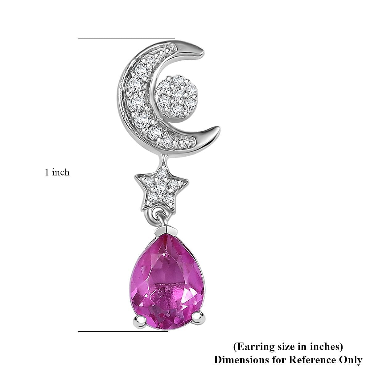 EverTrue Patroke Quartz (Triplet) and White Zircon 2.85 ctw Mystical Moonlit Dangling Earrings in Platinum Bond