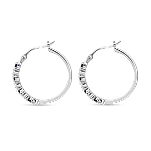 D'Joy Premium Kanchanaburi Blue Sapphire and Moissanite 1.50 ctw Midnight Royalty Earrings in Rhodium Over Sterling Silver