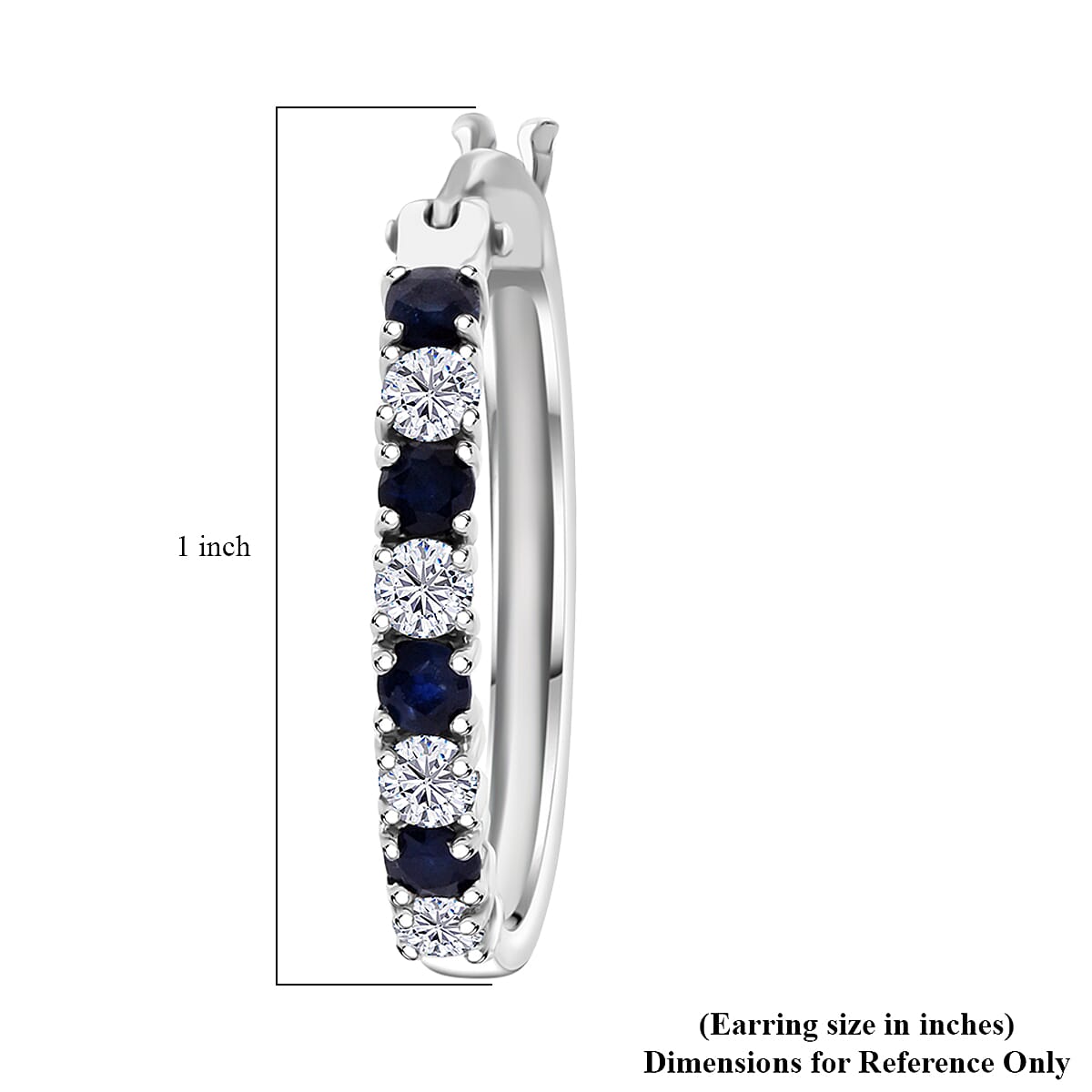 D'Joy Premium Kanchanaburi Blue Sapphire and Moissanite 1.50 ctw Midnight Royalty Earrings in Rhodium Over Sterling Silver