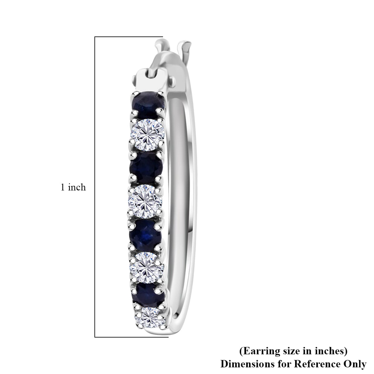D'Joy Premium Kanchanaburi Blue Sapphire and Moissanite 1.50 ctw Midnight Royalty Earrings in Rhodium Over Sterling Silver image number 4