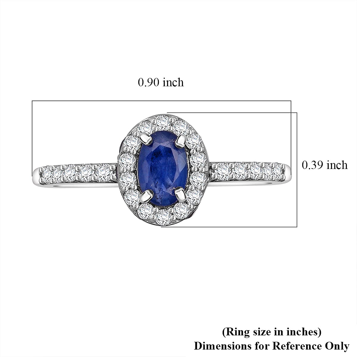 D'Joy Premium Kanchanaburi Blue Sapphire and Moissanite 1.70 ctw Halo Ring in Rhodium Over Sterling Silver (Size 10.0)