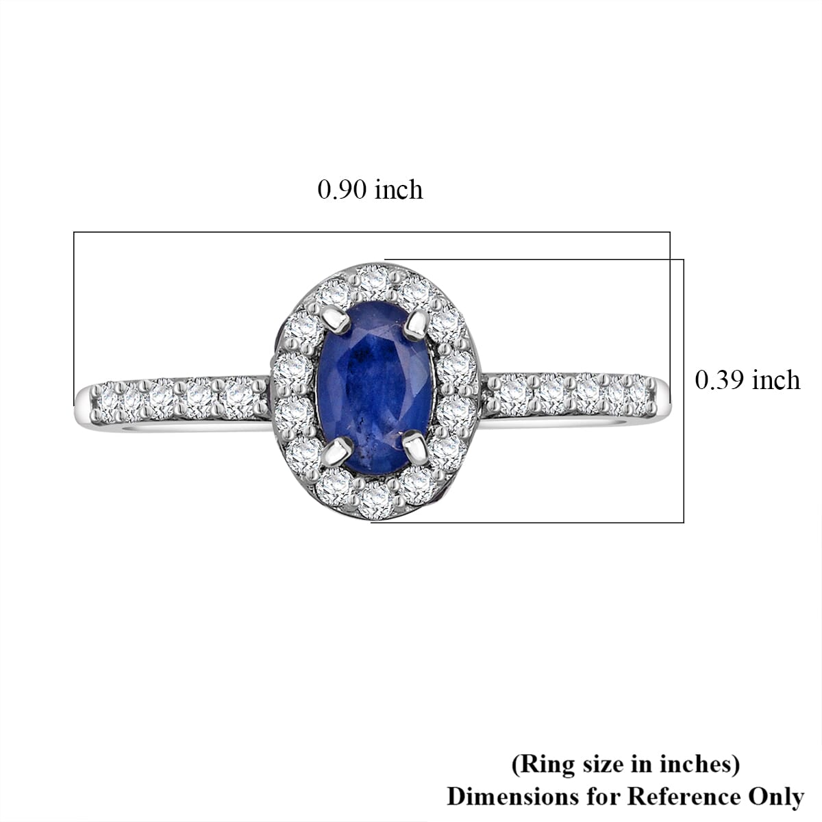 D'Joy Premium Kanchanaburi Blue Sapphire and Moissanite 1.70 ctw Midnight Halo Ring in Rhodium Over Sterling Silver (Size 7.0) image number 5