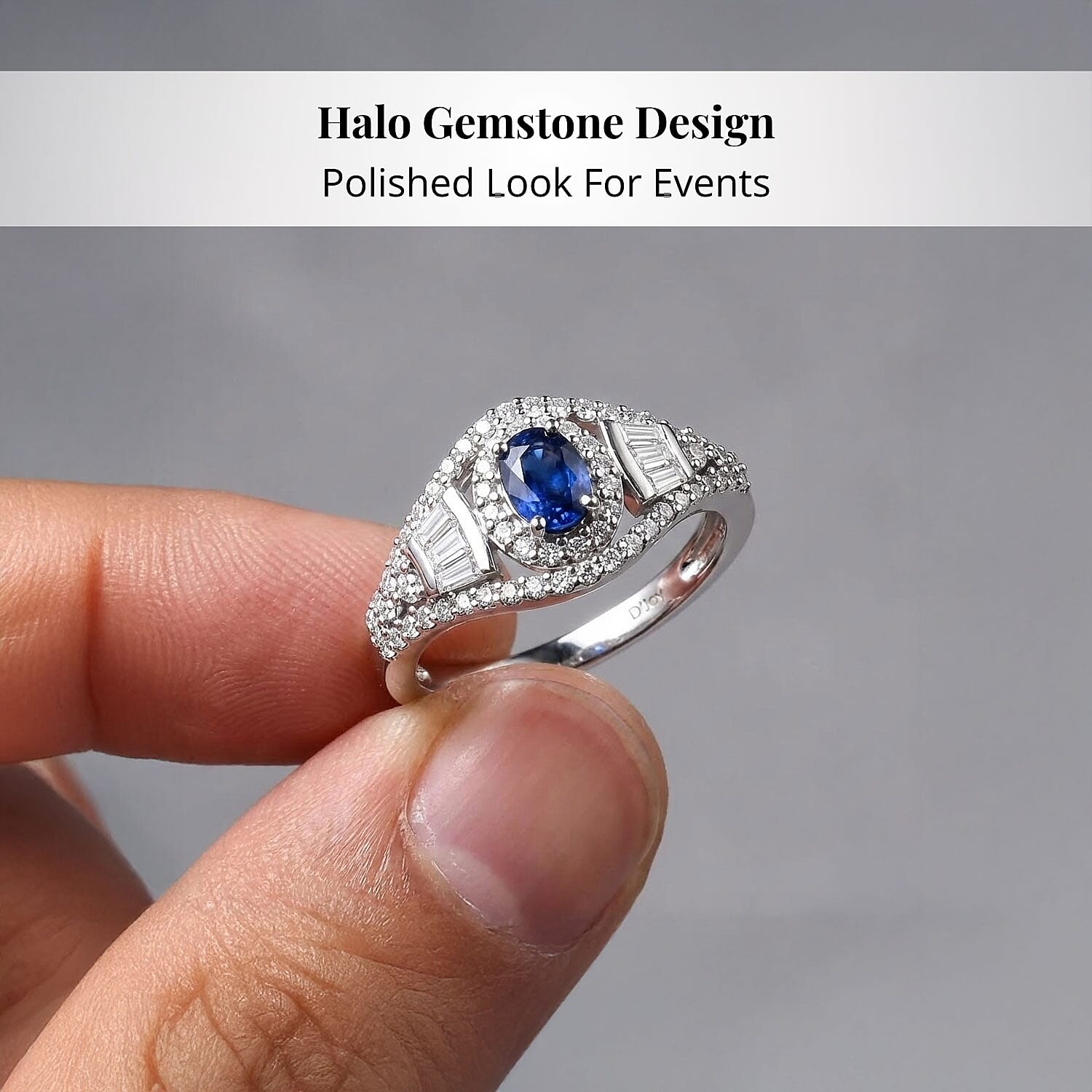 D'Joy Premium Kanchanaburi Blue Sapphire and Moissanite 1.15 ctw Regal Radiance Ring in Rhodium Over Sterling Silver (Size 10.0)