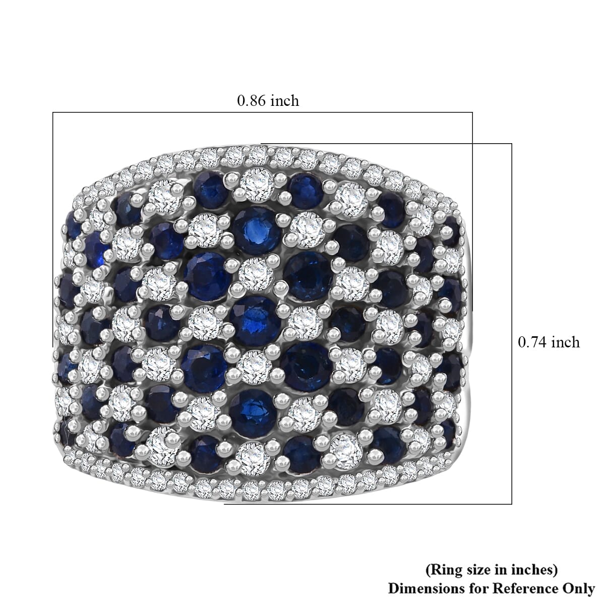 D'Joy Premium Kanchanaburi Blue Sapphire and White Zircon 4.00 ctw Imperial Radiance Ring in Rhodium Over Sterling Silver (Size 10.0) image number 5