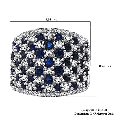 D'Joy Premium Kanchanaburi Blue Sapphire and White Zircon 4.00 ctw Imperial Radiance Ring in Rhodium Over Sterling Silver (Size 10.0)