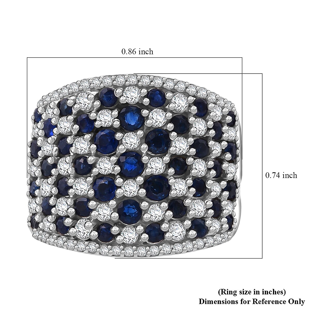 D'Joy Premium Kanchanaburi Blue Sapphire and White Zircon 4.00 ctw Imperial Radiance Ring in Rhodium Over Sterling Silver (Size 7.0) image number 5