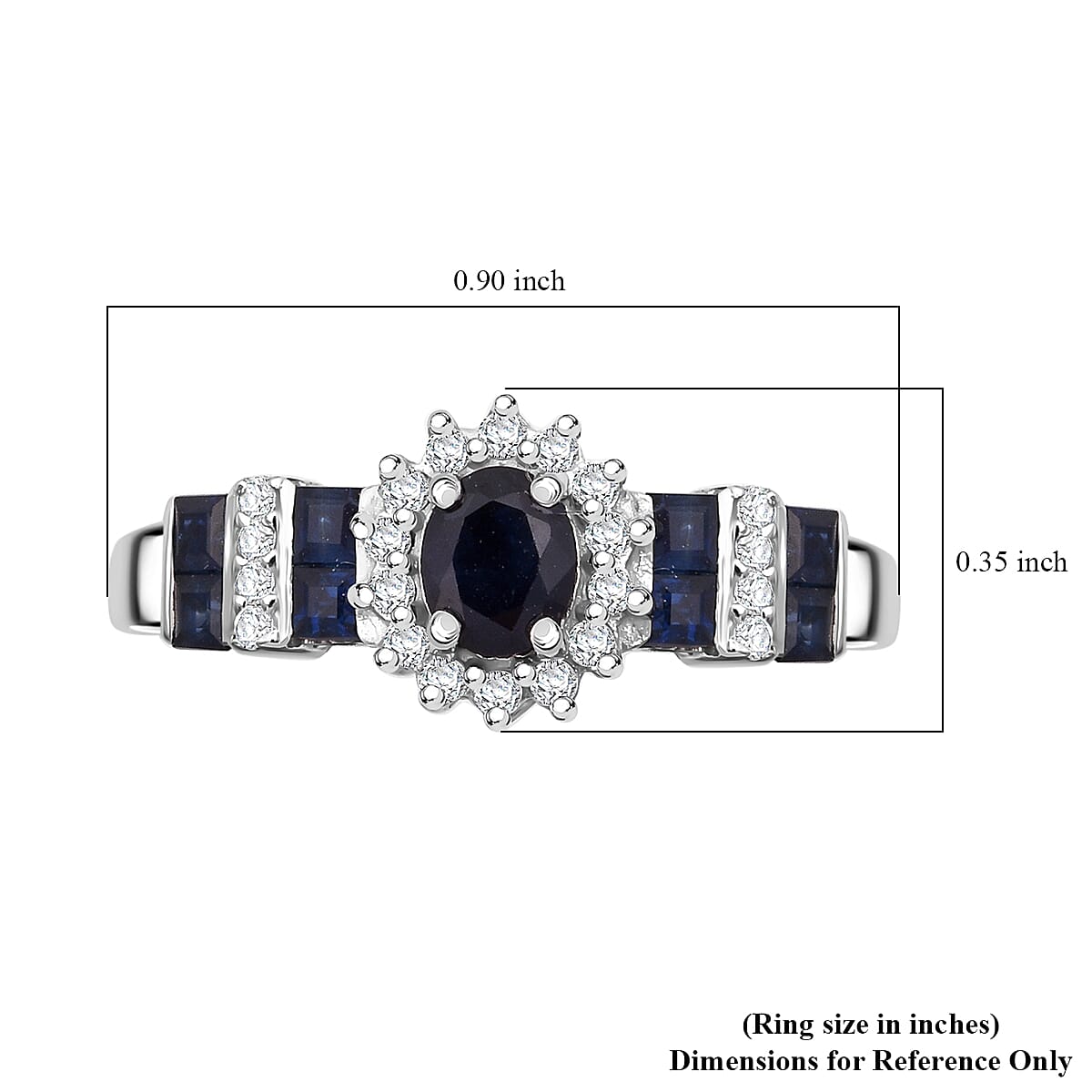 D'Joy Premium Kanchanaburi Blue Sapphire and Moissanite 1.30 ctw Art Deco Heirloom Ring in Rhodium Over Sterling Silver (Size 7.0) image number 5