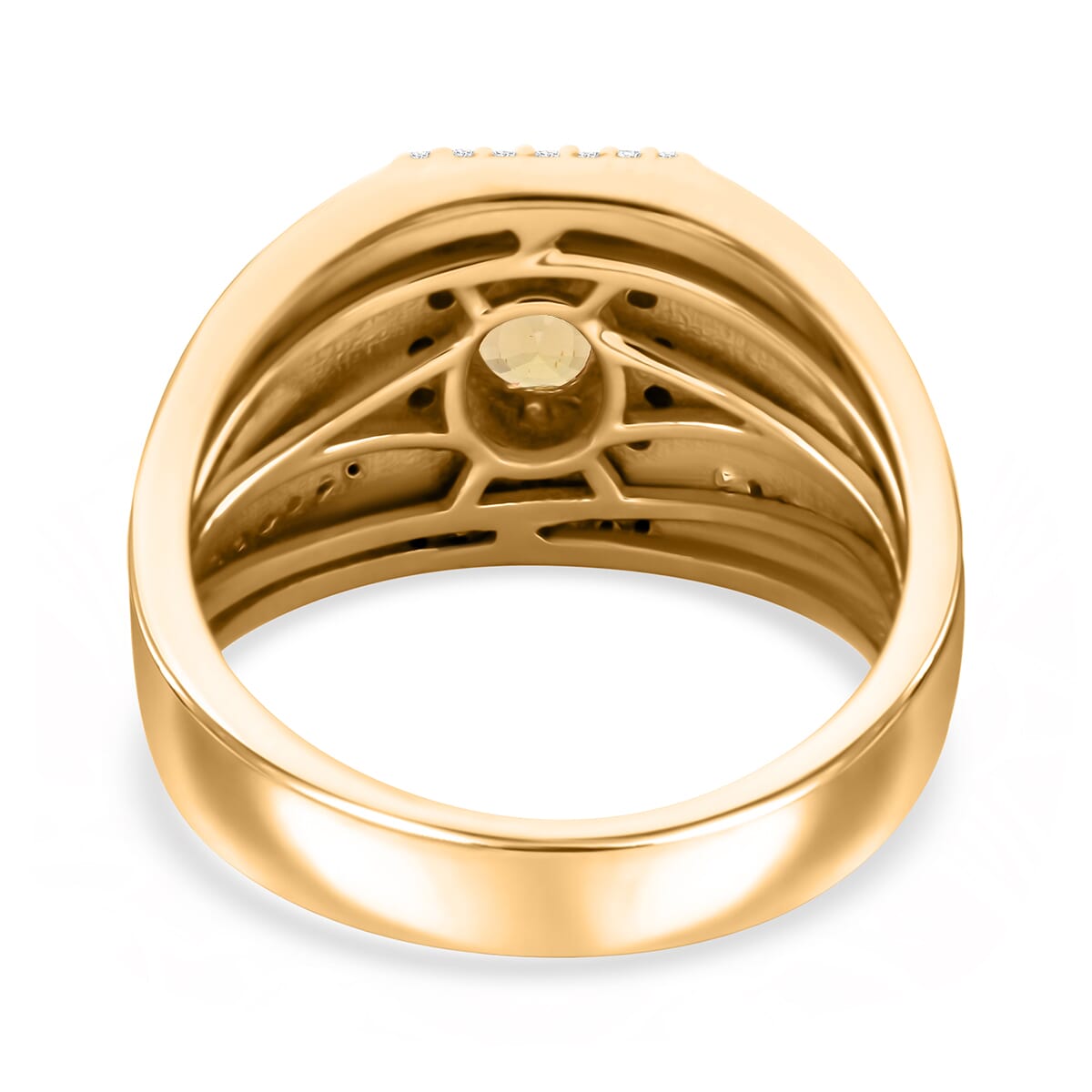 Premium Tanzania Yellow Zircon and White Zircon 1.90 ctw Ring in 18K Vermeil Yellow Gold Over Sterling Silver (Size 12.0) image number 4