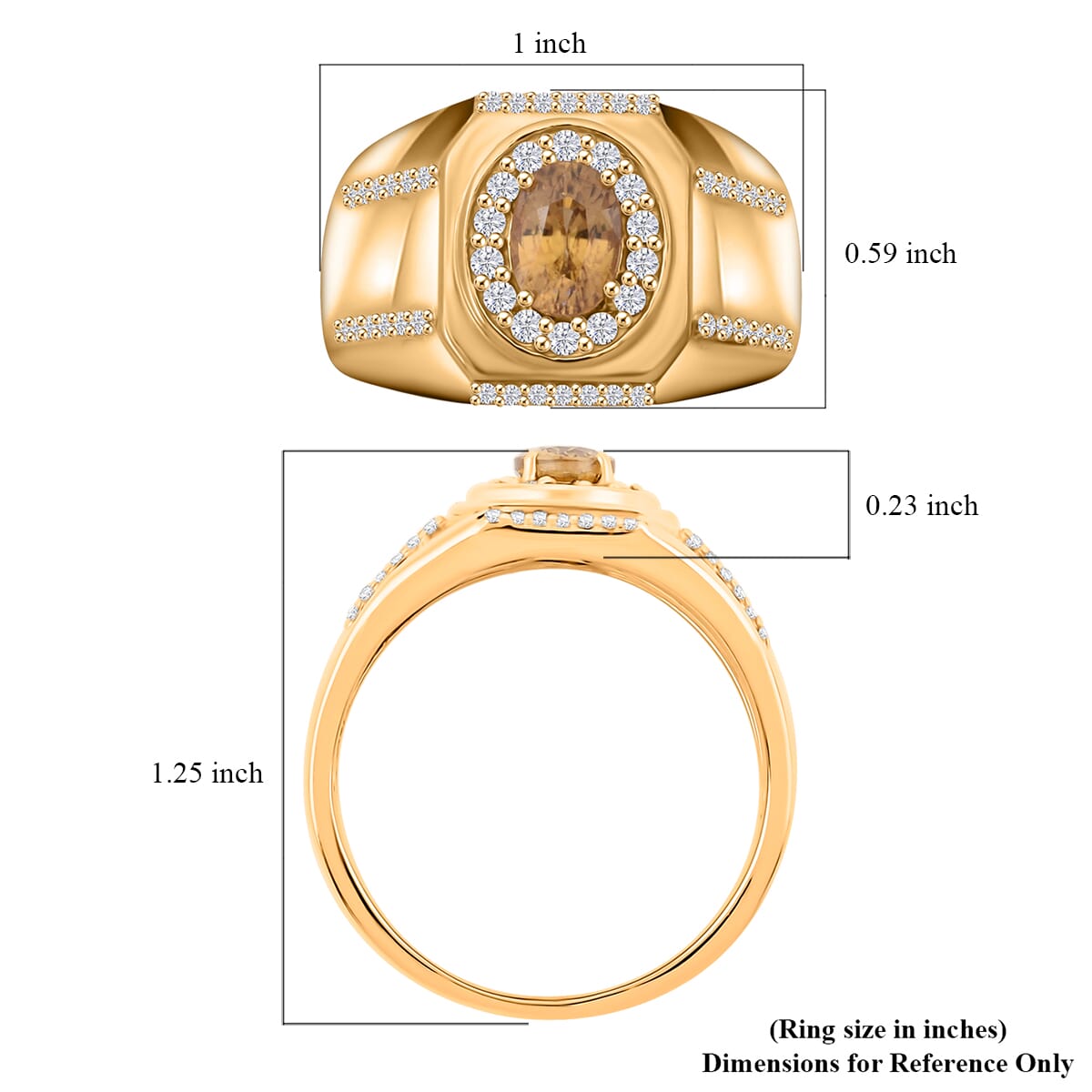 Premium Tanzania Yellow Zircon and White Zircon 1.90 ctw Ring in 18K Vermeil Yellow Gold Over Sterling Silver (Size 12.0) image number 5
