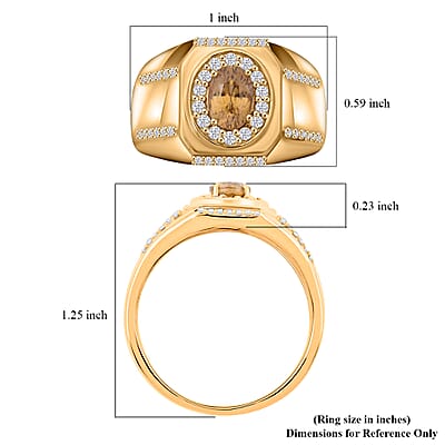 Premium Tanzania Yellow Zircon and White Zircon 1.90 ctw Ring in 18K Vermeil Yellow Gold Over Sterling Silver (Size 12.0)