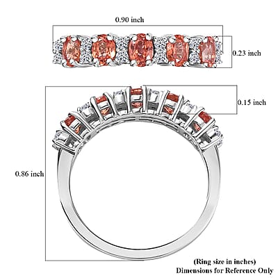 Padparadscha Sapphire, Lab Grown Diamond Blush Ring in Rhodium Over Sterling Silver 1.35 ctw (Size 6.0)