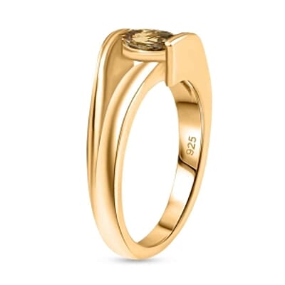 Natural Golden Tanzanite and White Zircon 0.72 ctw Ring in 18K Vermeil Yellow Gold Over Sterling Silver (Size 6.5)