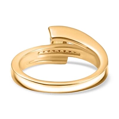 Natural Golden Tanzanite and White Zircon 0.72 ctw Ring in 18K Vermeil Yellow Gold Over Sterling Silver (Size 6.5)