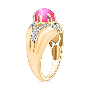 Mulberry Moonstone and White Zircon 3.35 ctw Ring in 18K Vermeil YG Over Sterling Silver (Size 5.5)