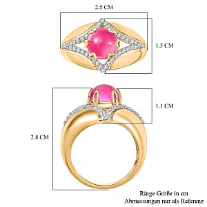 Mulberry Moonstone and White Zircon 3.35 ctw Ring in 18K Vermeil YG Over Sterling Silver (Size 5.5)