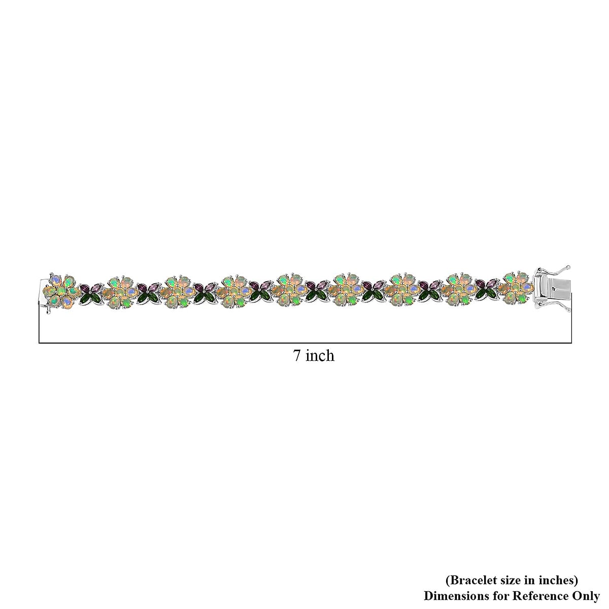 D'Joy Ethiopian Welo Opal and Multi Gemstone 9.75 ctw Garden of Light Bracelet in Rhodium Over Sterling Silver (6.50 In) image number 4