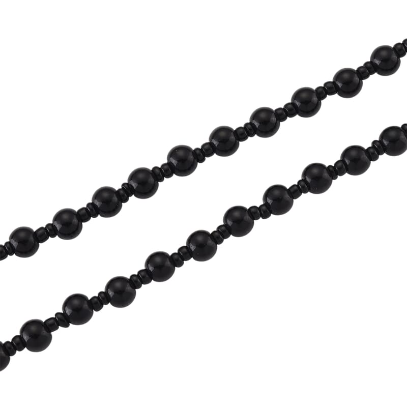 Black Obsidian 340.00 ctw Carved Dragon Pendant with Beaded Necklace 26 Inches