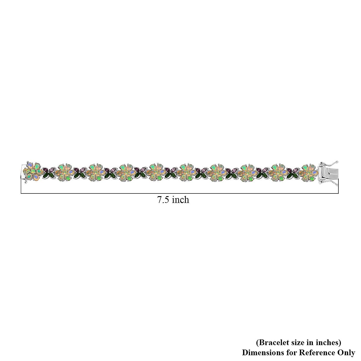 D'Joy Ethiopian Welo Opal and Multi Gemstone 10.80 ctw Garden of Light Bracelet in Rhodium Over Sterling Silver (7.25 In) image number 4