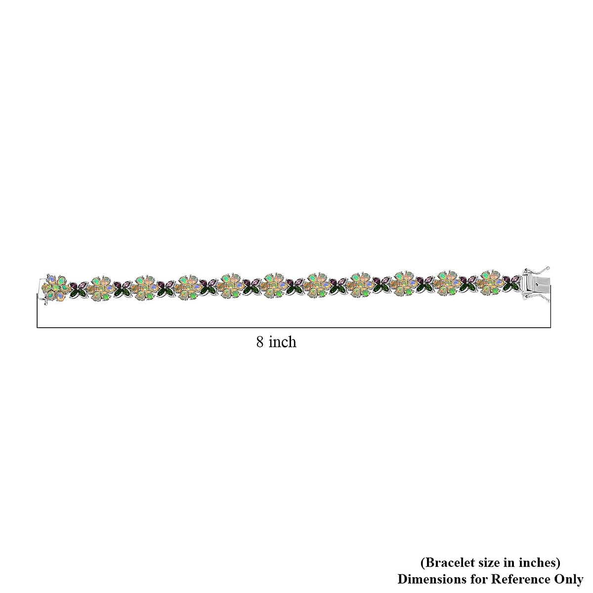 D'Joy Ethiopian Welo Opal and Multi Gemstone 12.30 ctw Garden of Light Bracelet in Rhodium Over Sterling Silver (8.00 In) image number 4