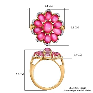 Mulberry Moonstone and White Zircon5.62 ctw Cluster Ring in Vermeil Yellow Gold Over Sterling Silver (Size 11.5)