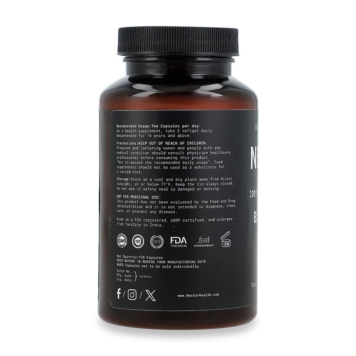 Nector Black Seed Oil Capsules (120 /Bottle) image number 3