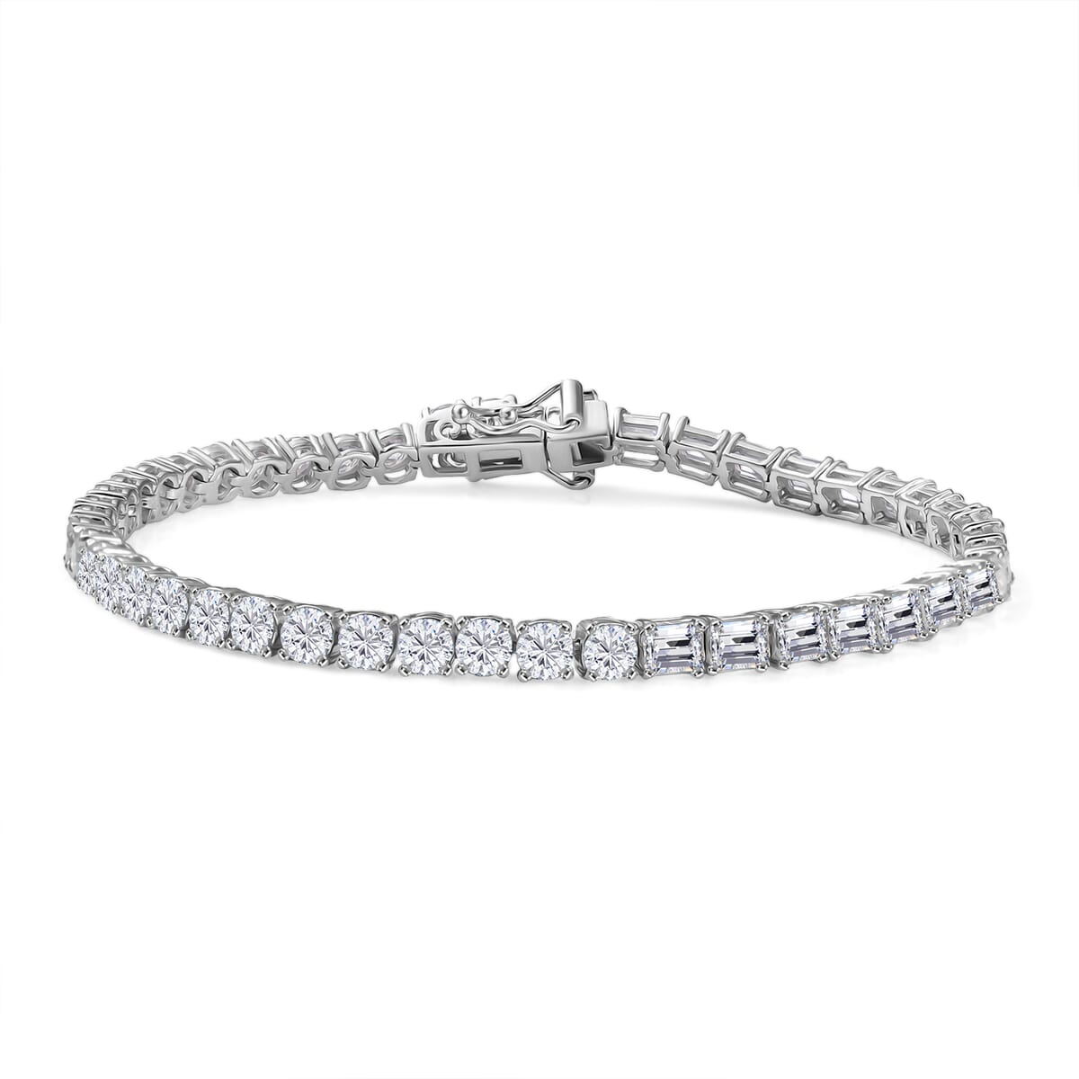 D'Joy Moissanite 8.50 ctw Bracelet in Rhodium Over Sterling Silver (7.25 In) image number 0
