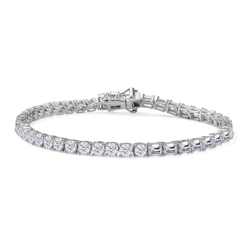 D'Joy Moissanite 8.50 ctw Regalia Line Bracelet in Rhodium Over Sterling Silver (7.25 In)