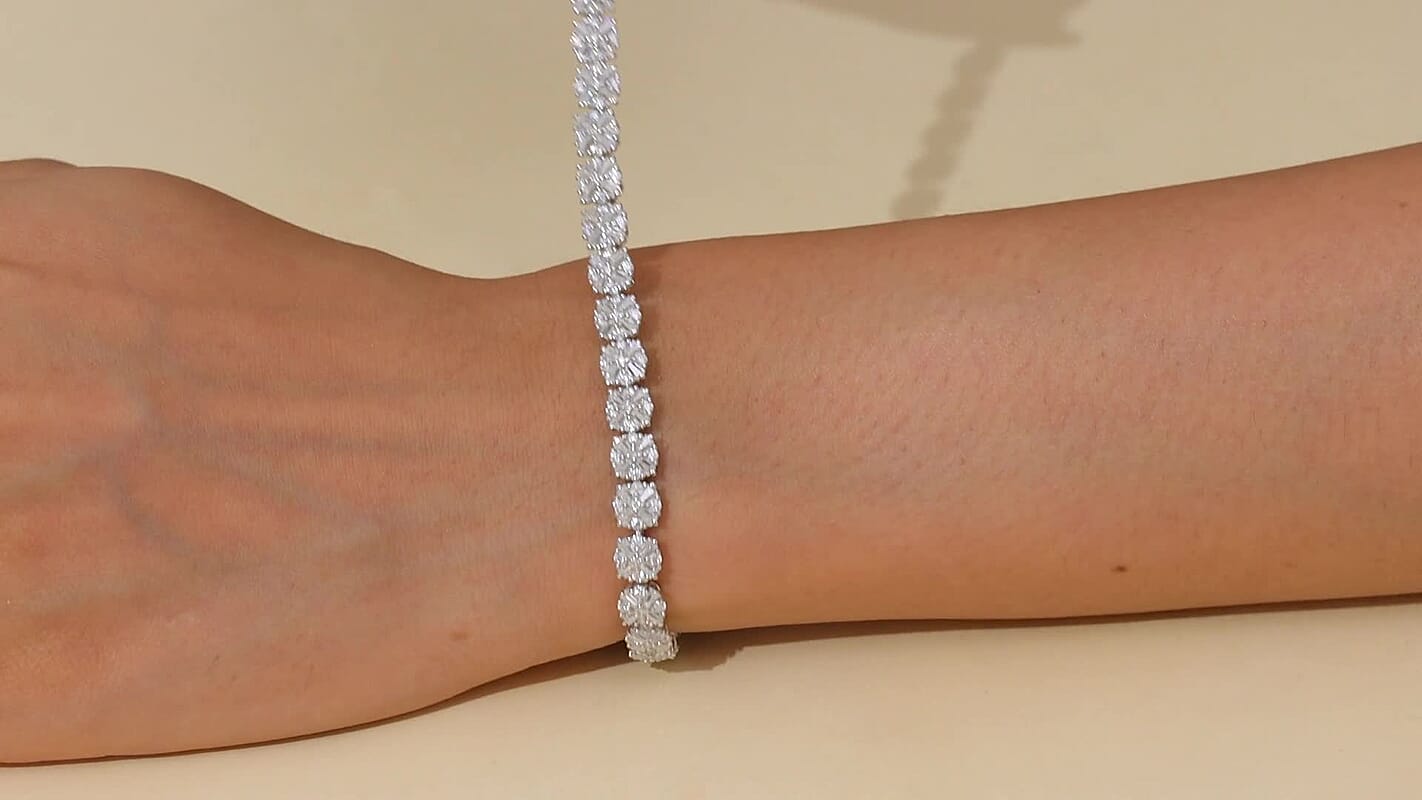D'Joy Moissanite Bracelet in Rhodium Over Sterling Silver (8.00 In) 6.90 ctw