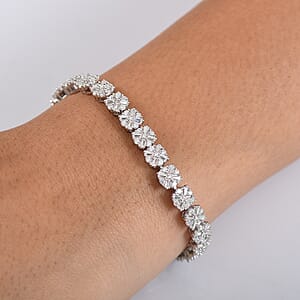 D'Joy Moissanite 6.90 ctw Frosted Radiance Bracelet in Rhodium Over Sterling Silver (8.00 In)