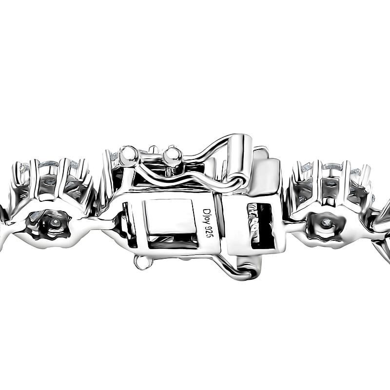 D'Joy Moissanite 6.90 ctw Frosted Radiance Bracelet in Rhodium Over Sterling Silver (8.00 In)