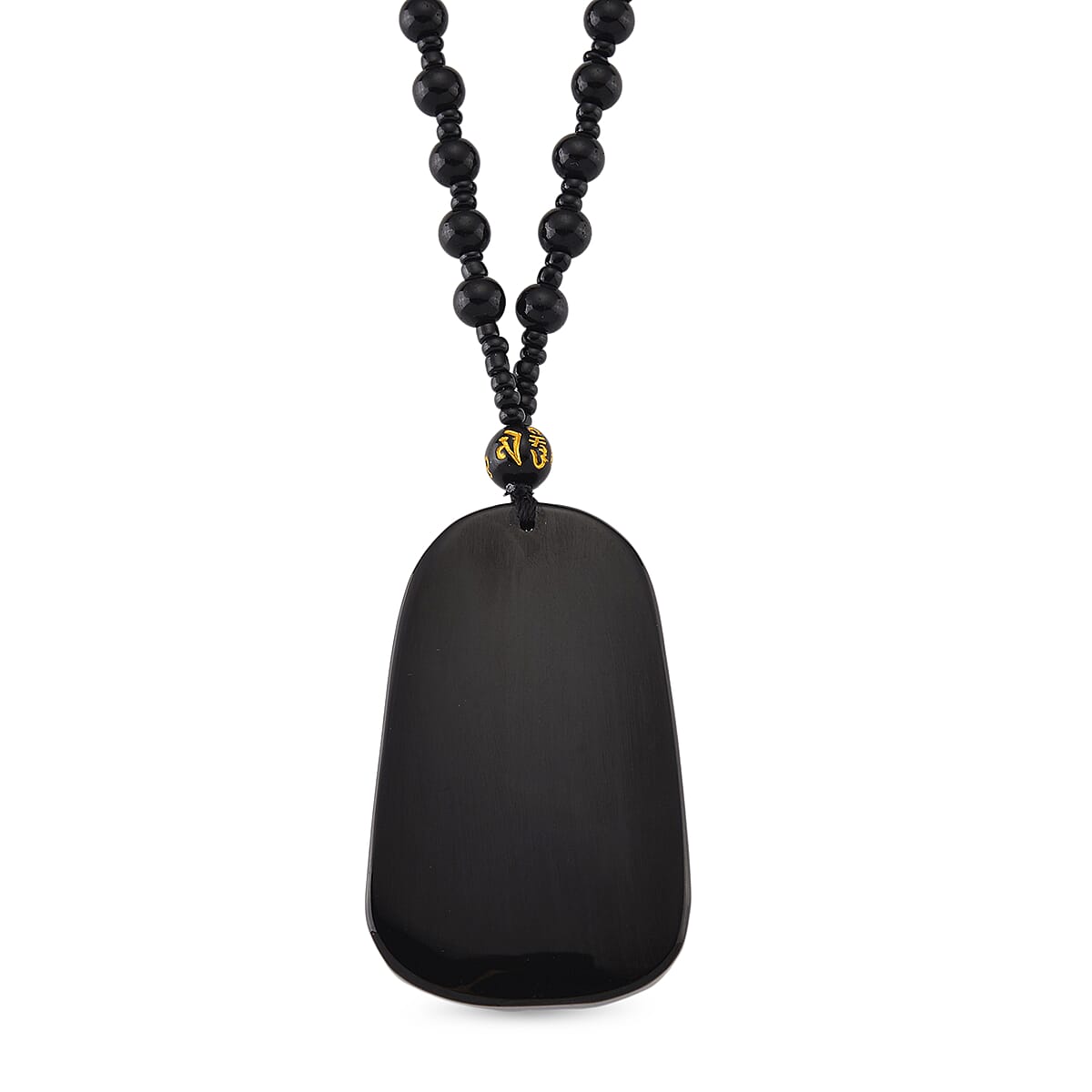 Black Obsidian 340.00 ctw Carved Fish Pendant with Beaded Necklace 26 Inches image number 3