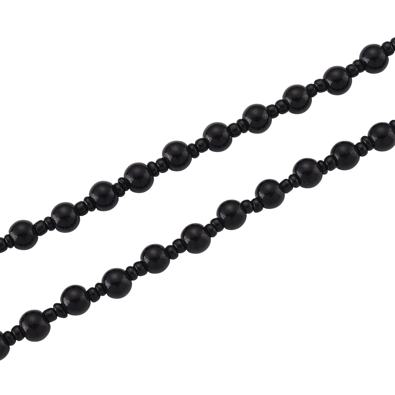 Black Obsidian 340.00 ctw Carved Fish Pendant with Beaded Necklace 26 Inches