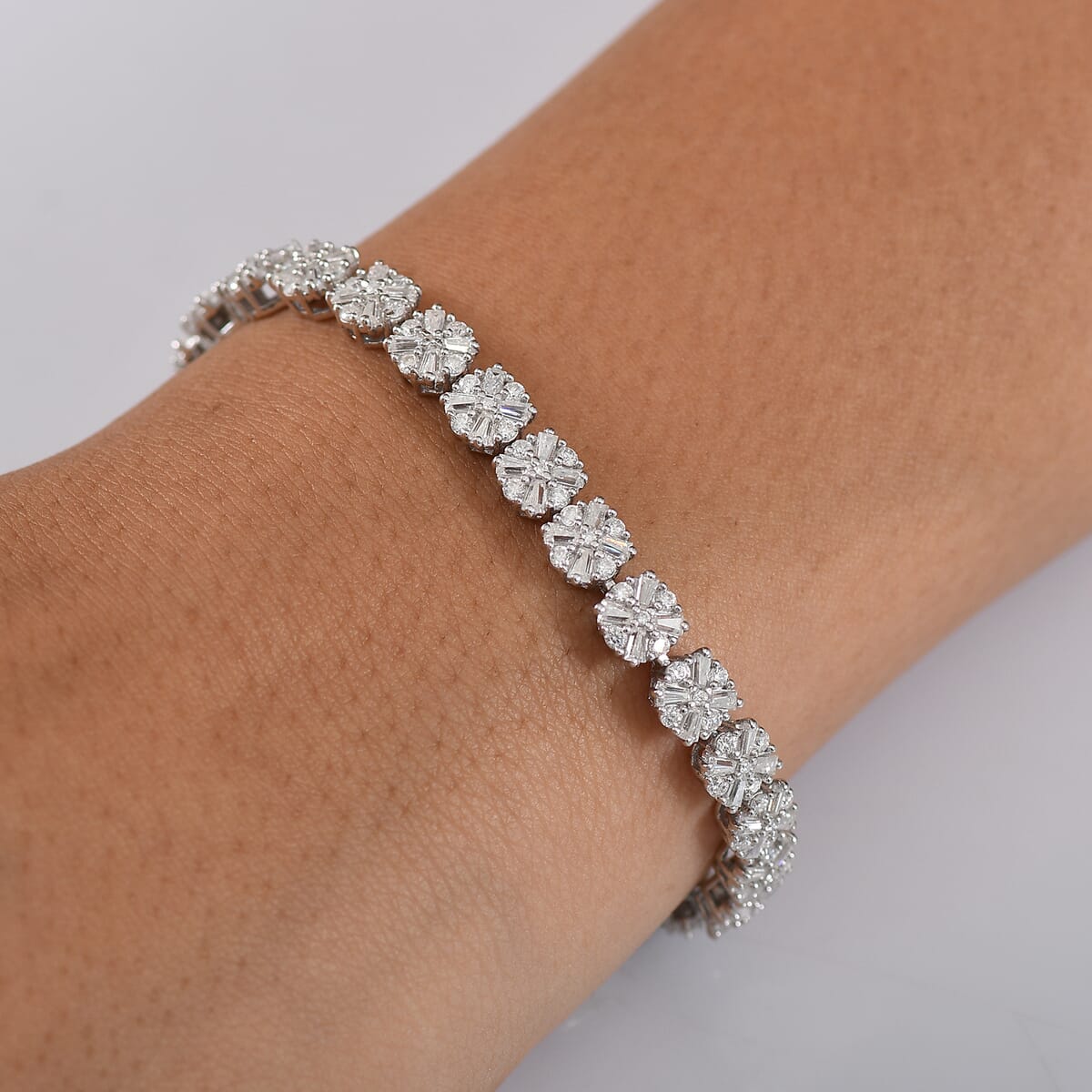 D'Joy Moissanite 6.25 ctw Bracelet in Rhodium Over Sterling Silver (7.25 In) image number 2
