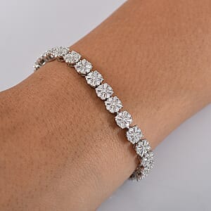 D'Joy Moissanite 6.25 ctw Frosted Radiance Bracelet in Rhodium Over Sterling Silver (7.25 In)