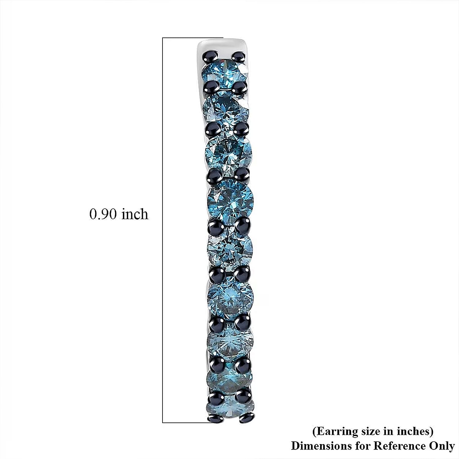 Luxuriant Lab Grown Blue Diamond (IR) SI 2.00 ctw Starry Night Hoop Earrings in Rhodium Over Sterling Silver