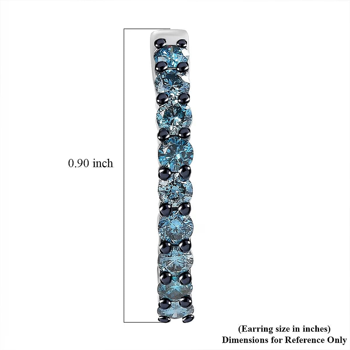 Luxuriant Lab Grown Blue Diamond (IR) SI 2.00 ctw Starry Night Hoop Earrings in Rhodium Over Sterling Silver image number 6