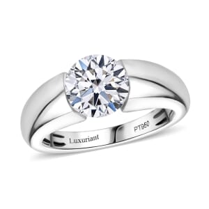 IGI Certified Luxuriant Lab Grown Diamond E-F VS 2.00 ctw Tension Set Ring in 950 Platinum (Size 8.0) 9.50 Grams