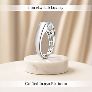 IGI Certified Luxuriant Lab Grown Diamond E-F VS 2.00 ctw Tension Set Ring in 950 Platinum (Size 8.0) 9.50 Grams